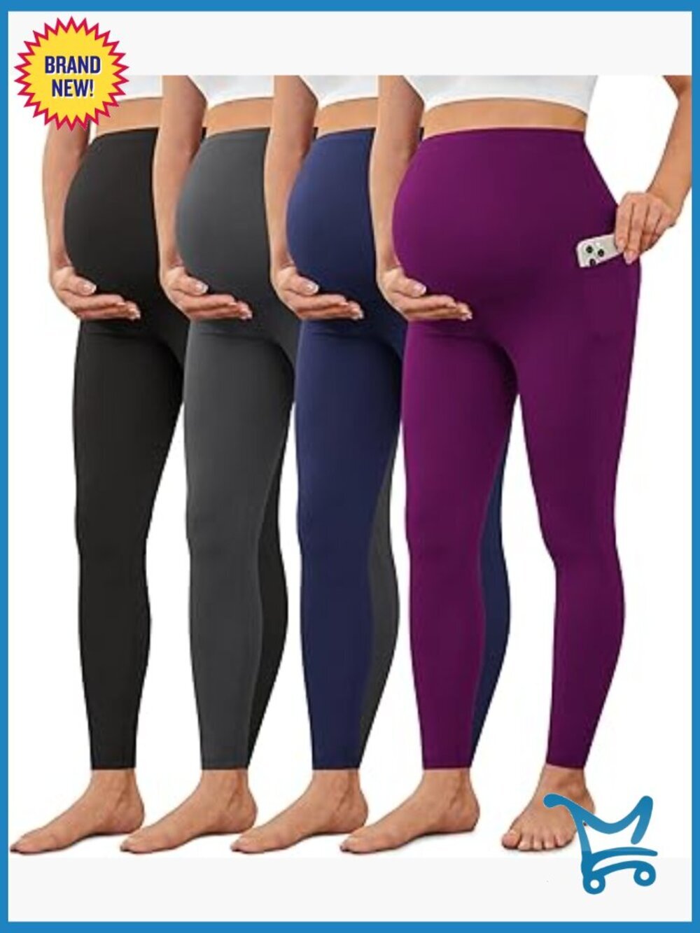 Maternity Leggings with Pockets Over The Belly Buttery Soft Yoga Workout Pants